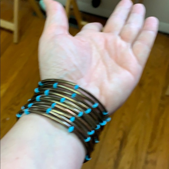 Bronze Turquoise cuff bracelet - Picture 4 of 4